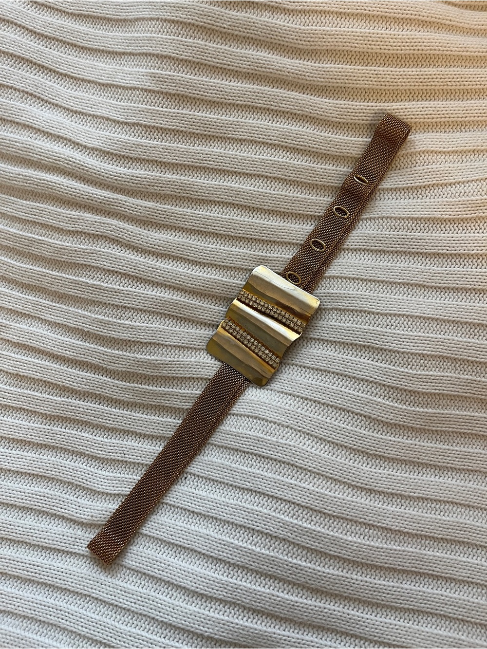 Women's Vintage Mesh Gold Belt with Studded Pave Accent
